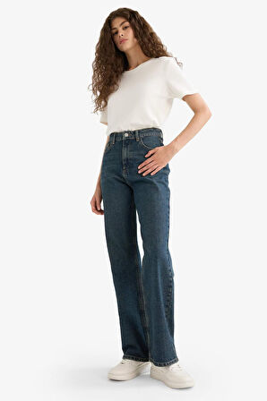 90's Wide Leg Yüksek Bel Düz Paça Uzun Jean Pantolon