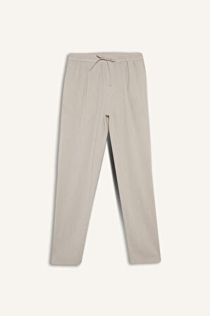 Relax Fit Kısa Paça Keten Görünümlü Pantolon