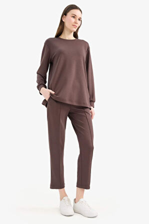 Regular Fit Esnek Belli Cepli Basic Düz Pantolon