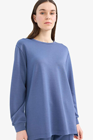 	Regular Fit Bisiklet Yaka Basic Düz Sweatshirt Tunik