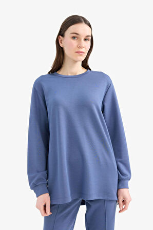 	Regular Fit Bisiklet Yaka Basic Düz Sweatshirt Tunik