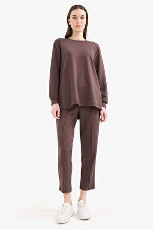 	Regular Fit Bisiklet Yaka Basic Düz Sweatshirt Tunik