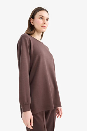 	Regular Fit Bisiklet Yaka Basic Düz Sweatshirt Tunik