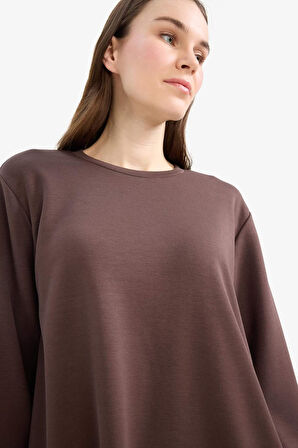 	Regular Fit Bisiklet Yaka Basic Düz Sweatshirt Tunik