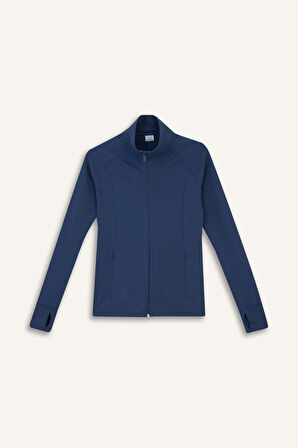 	DeFactoFit Fitted Dik Yaka Çift Cepli Fermuarlı Spor Hırka