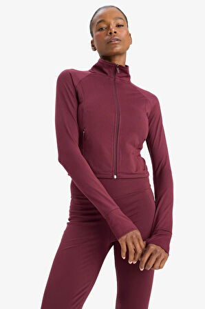 DeFactoFit Standart Fit Dik Yaka İçi Yumuşak Tüylü Fermuarlı Hırka