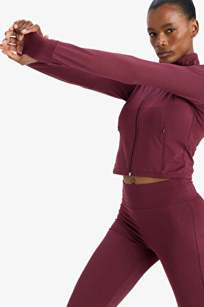 DeFactoFit Standart Fit Dik Yaka İçi Yumuşak Tüylü Fermuarlı Hırka