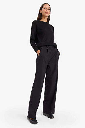 Defacto I6913AZBK81 Siyah Relax Fit Bisiklet Yaka Basic Düz Triko Kazak