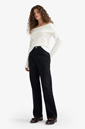 Straight Fit Yüksek Bel Uzun Jean Pantolon