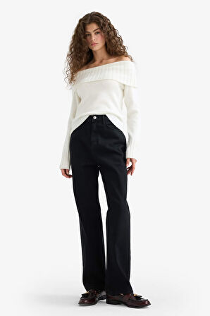 Straight Fit Yüksek Bel Uzun Jean Pantolon