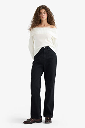 Straight Fit Yüksek Bel Uzun Jean Pantolon