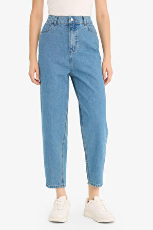 Paperbag Yüksek Bel Bilek Boy Jean Yıkamalı Pantolon