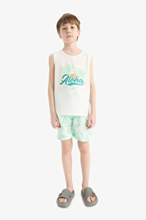 DeFacto Erkek Çocuk 2'li Takım Baskılı Atlet Deniz Şortu E7591A825HSER105