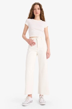 DeFacto Culotte Yüksek Bel Paça Ucu Kesik Crop Jean Pantolon B5012AX25SMNM86