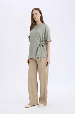 	Bürümcük Pantolon Wide Leg Geniş Bol Paça Esnek Belli