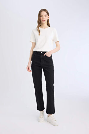 Mary Vintage Straight Fit Yüksek Bel Düz Paça Uzun Jean Pantolon