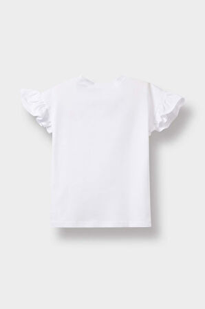 Kız Bebek Regular Fit Bisiklet Yaka Eğlenceli Baskılı Kısa Kollu Tişört