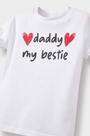 Kız Bebek Regular Fit Bisiklet Yaka Eğlenceli Baskılı Kısa Kollu Tişört