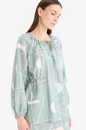 Regular Fit Desenli Uzun Kollu Bluz