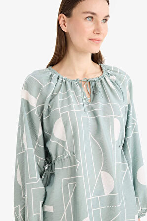 Regular Fit Desenli Uzun Kollu Bluz