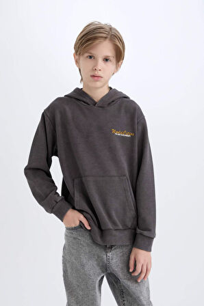 DeFacto Erkek Çocuk Kapüşonlu Sırt Baskılı Sweatshirt D3060A824WNAR223