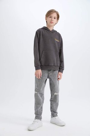 DeFacto Erkek Çocuk Kapüşonlu Sırt Baskılı Sweatshirt D3060A824WNAR223