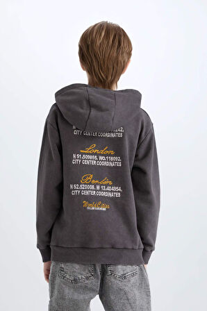 DeFacto Erkek Çocuk Kapüşonlu Sırt Baskılı Sweatshirt D3060A824WNAR223
