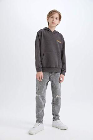 DeFacto Erkek Çocuk Kapüşonlu Sırt Baskılı Sweatshirt D3060A824WNAR223