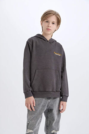 DeFacto Erkek Çocuk Kapüşonlu Sırt Baskılı Sweatshirt D3060A824WNAR223