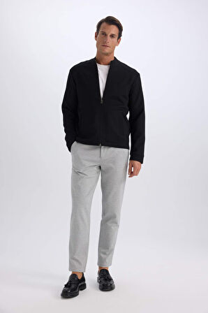 DeFacto Bomber Mont Ceket Slim Fit Dar Kesim Kolej Yaka Mevsimlik Fermuarlı Cepli D9716AX24AUBK27
