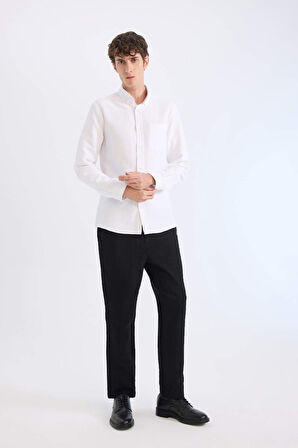 Yazlık Jogger Pantolon Regular Fit Normal Kesim Keten Görünümlü Düz Paça Pamuklu Cepli
