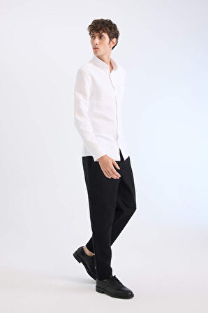 DeFacto %100 Pamuk Yazlık Jogger Pantolon Regular Fit Normal Kesim Keten Görünümlü Düz Paça Cepli B4138AX25SPBK81