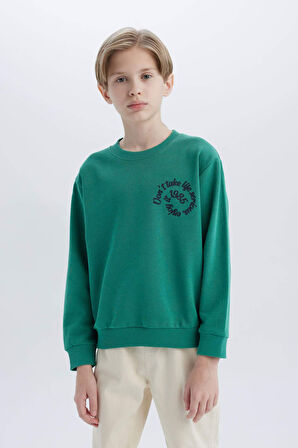 DeFacto Erkek Çocuk Bisiklet Yaka Sırt Baskılı Sweatshirt D7711A825SPGN763