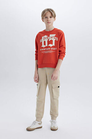 Erkek Çocuk Bisiklet Yaka Baskılı Sweatshirt