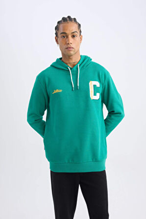 DeFactoFit NBA Boston Celtics Standart Fit Kapüşonlu Sırt Baskılı Kalın Sweatshirt Y7320AZ24AUGN1046