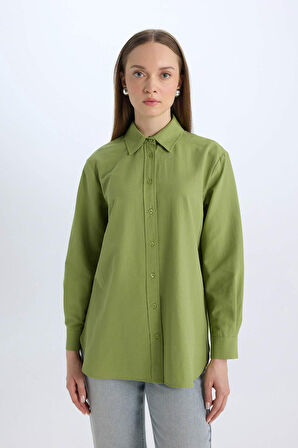 Relax Fit Poplin Uzun Kollu Beyaz Gömlek Tunik