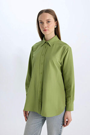 Relax Fit Poplin Uzun Kollu Beyaz Gömlek Tunik