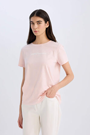 Regular Fit Bisiklet Yaka Baskılı Penye Kısa Kollu Tişört