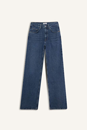 Straight Wide Yüksek Bel Düz Paça Uzun Jean Pantolon