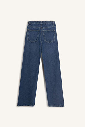 Straight Wide Yüksek Bel Düz Paça Uzun Jean Pantolon