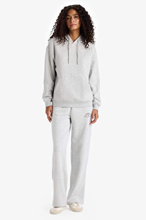 Straight Fit Cepli Baskılı Kalın Eşofman Altı