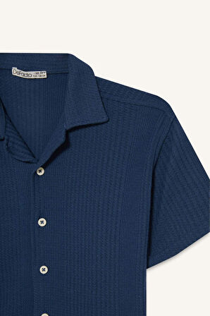 Erkek Çocuk Oversize Geniş Kalıp Polo Yaka Kısa Kollu Gömlek