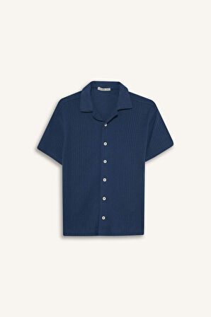 Erkek Çocuk Oversize Geniş Kalıp Polo Yaka Kısa Kollu Gömlek