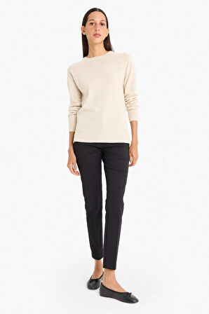 Relax Fit Bisiklet Yaka Basic Düz Triko Kazak