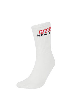 Erkek Marvel Logo Only 2'li Pamuklu Uzun Çorap