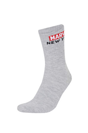 Erkek Marvel Logo Only 2'li Pamuklu Uzun Çorap