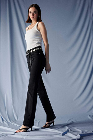 Mia Flare Fit Normal Bel İspanyol Paça Uzun Jean Pantolon