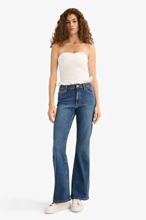 Mia Flare Fit Normal Bel İspanyol Paça Uzun Jean Pantolon