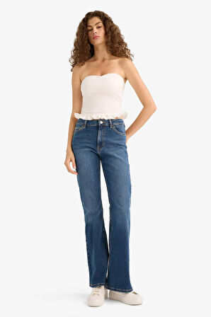 Mia Flare Fit Normal Bel İspanyol Paça Uzun Jean Pantolon