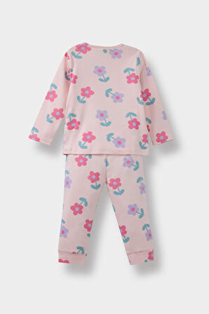 Kız Bebek Pijama Takımı Çiçek Desenli Uzun Kollu Üst Uzun Alt